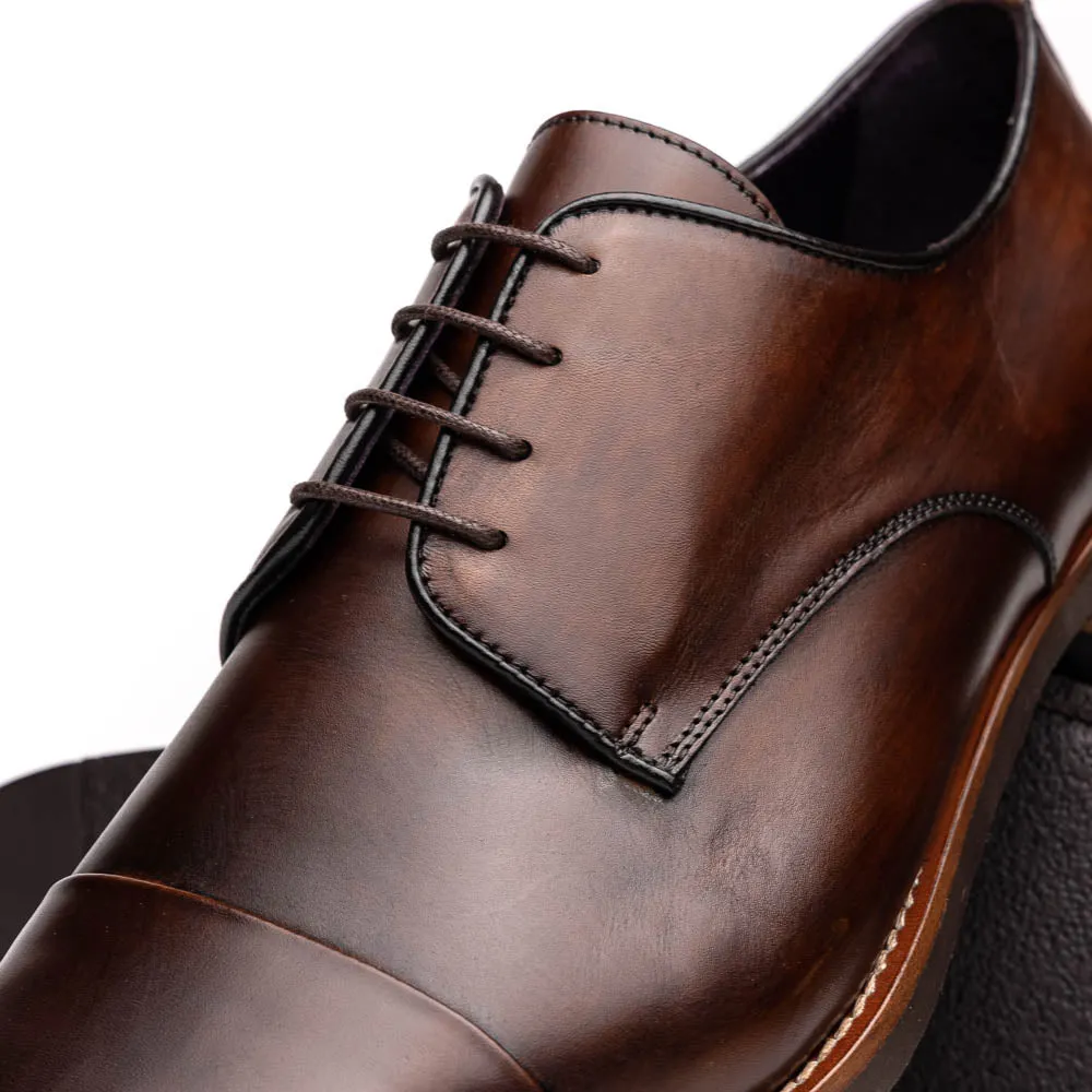 25-550-CST ENZO Italian Calfskin Cap Toe Chestnut