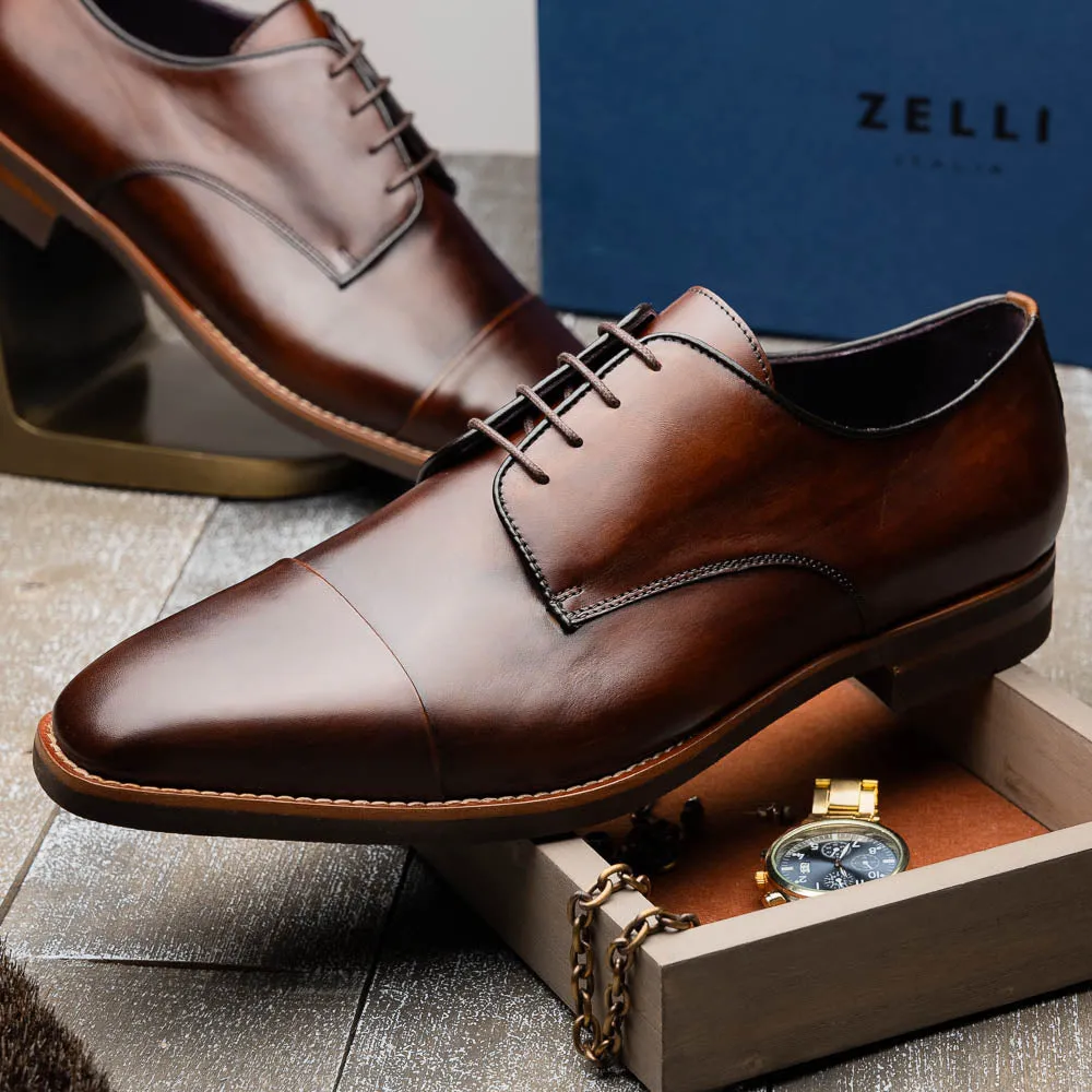 25-550-CST ENZO Italian Calfskin Cap Toe Chestnut