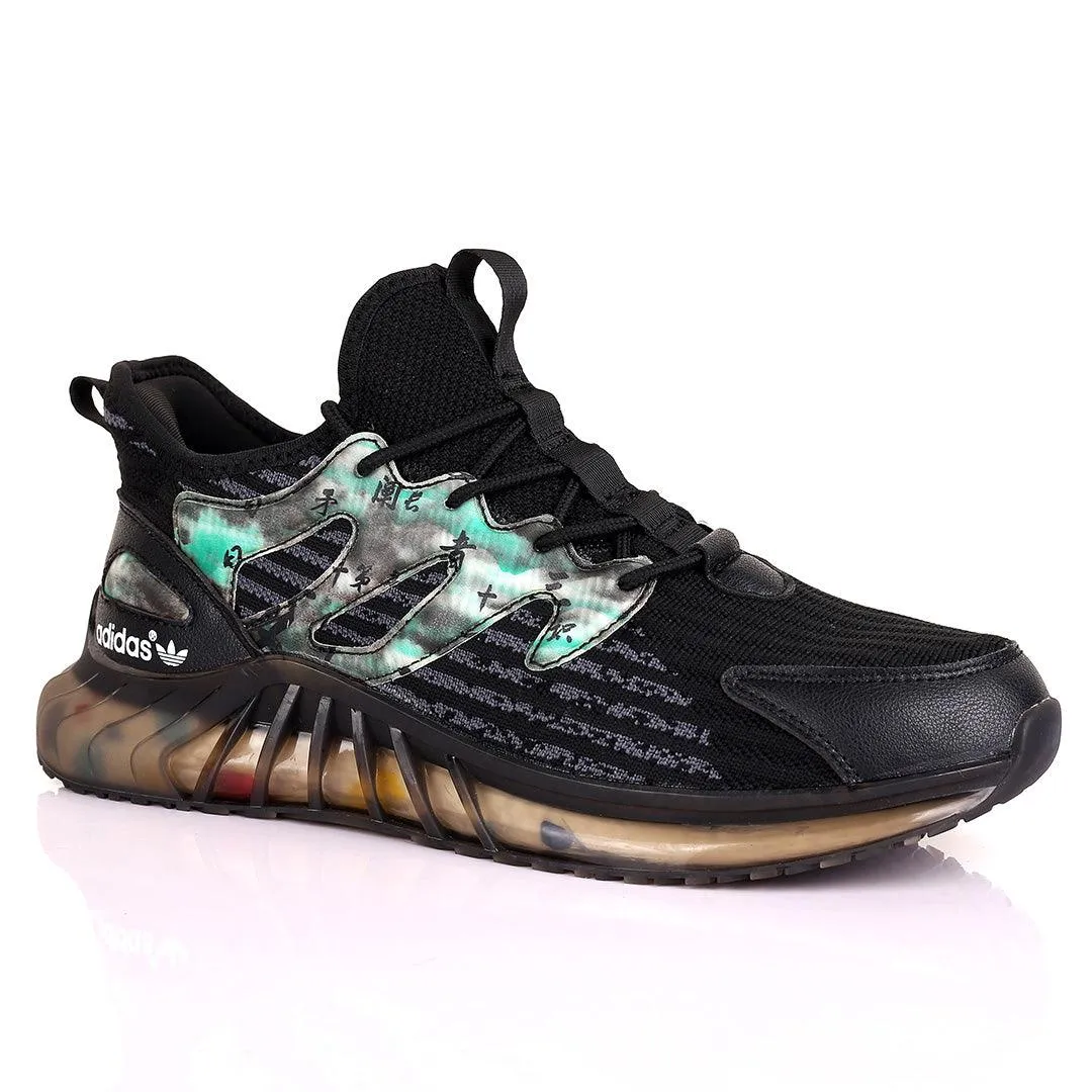 AD Exquisite Men Logo Designed Lace Up Sneakers - Black