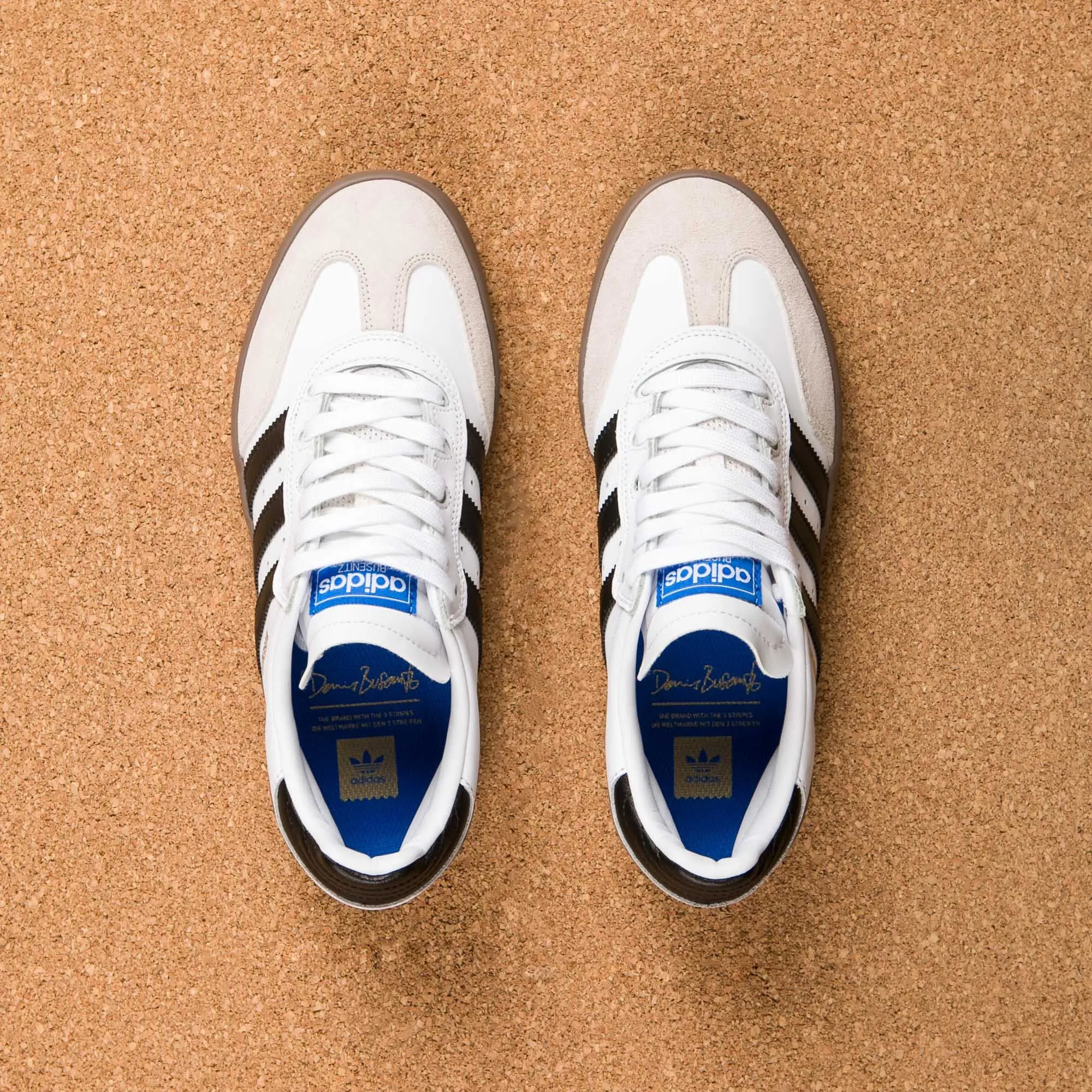 Adidas Busenitz Vulc Samba Shoes - White / Core Black / Bluebird