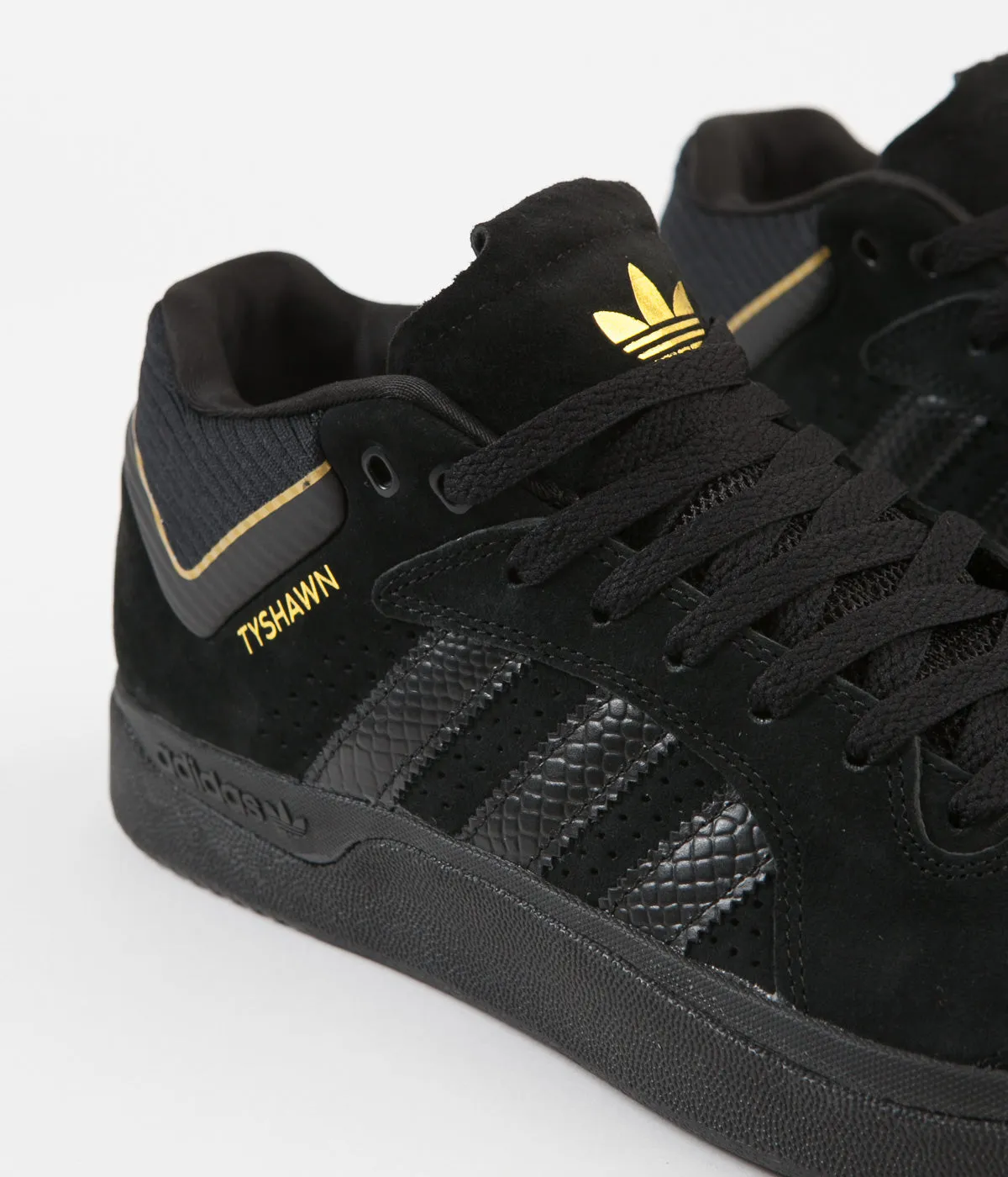 Adidas Tyshawn Shoes - Core Black / Core Black / Gold Metallic