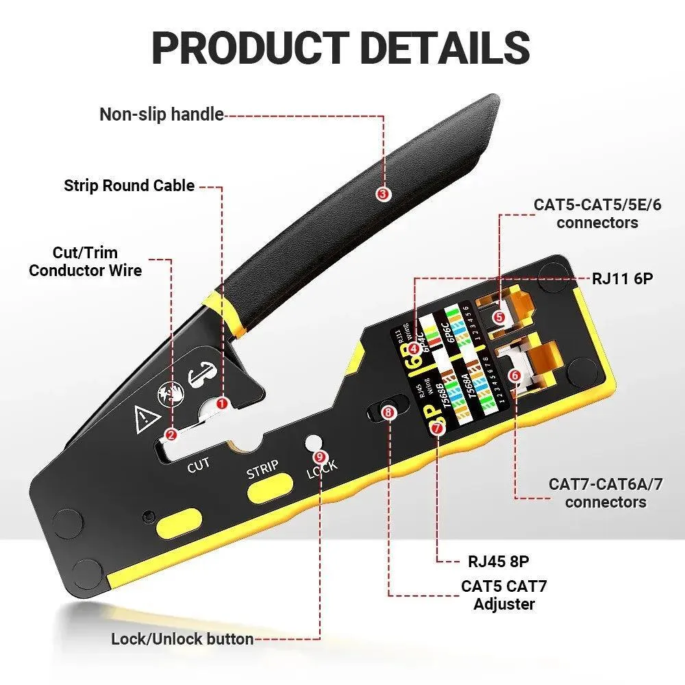 AMPCOM EZ-Type RJ45 Network Crimper: Seamless Cat Networking Solution