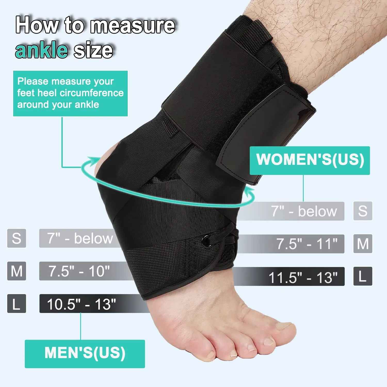 Ankle Brace for Sprained, Focuswell Lace Up Adjustable Ankle Support for Men Women Achilles Tendonitis Foot Brace Ankle Wrap for Basketball, Running, Injury Recovery ( Medium ) M