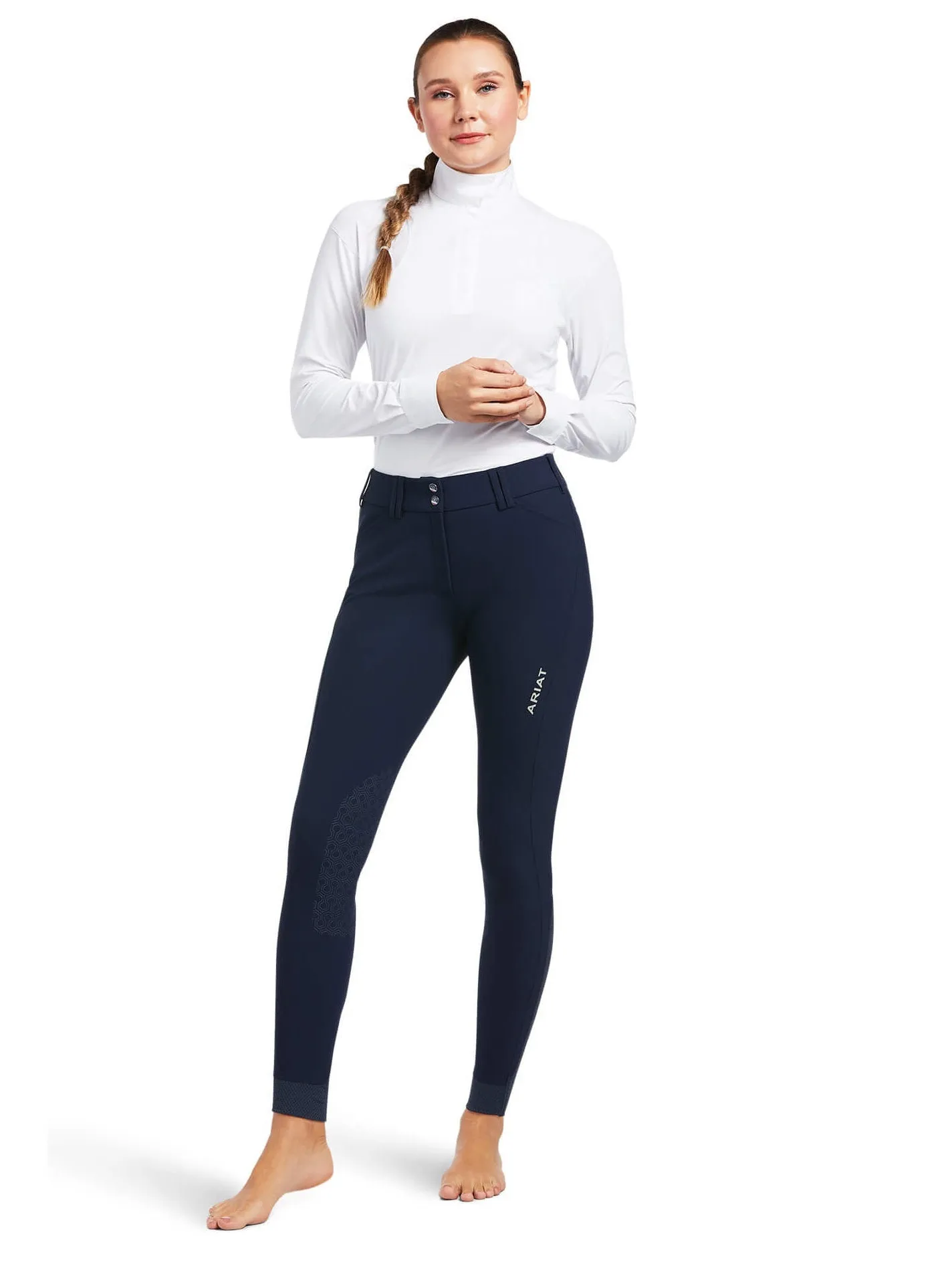 ARIAT Tri Factor Knee Patch Breeches - Womens -  Navy - Size: 34" Reg & Long