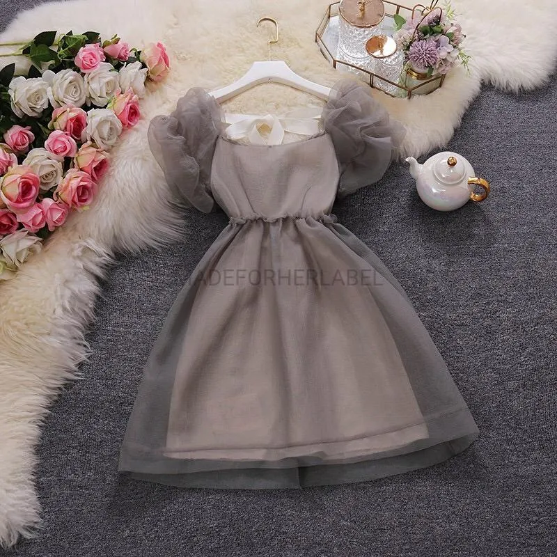 Ariko Puff Sleeve Organza Dress