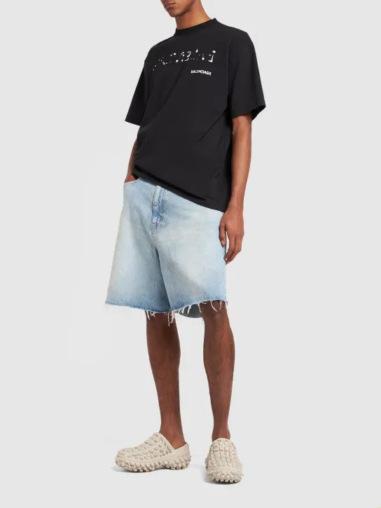 Balenciaga   Skater cotton denim shorts 