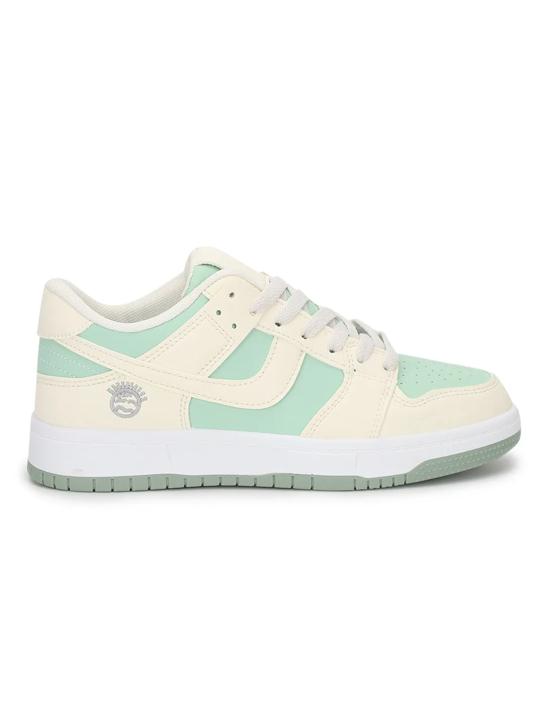 Beige Green PU Stylish Lace-Up Sneakers (TC-RS3694-BEIGRN)