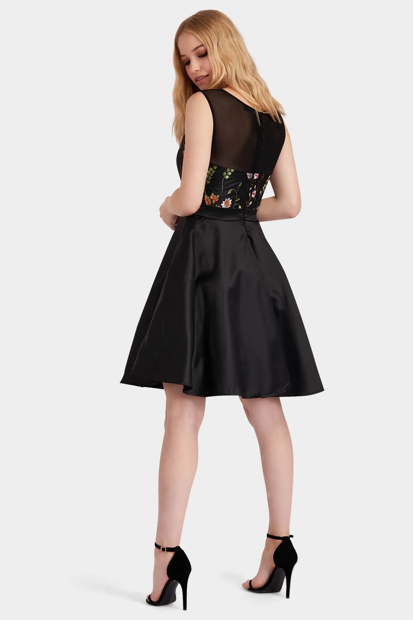 Black Embroidered Prom Dress