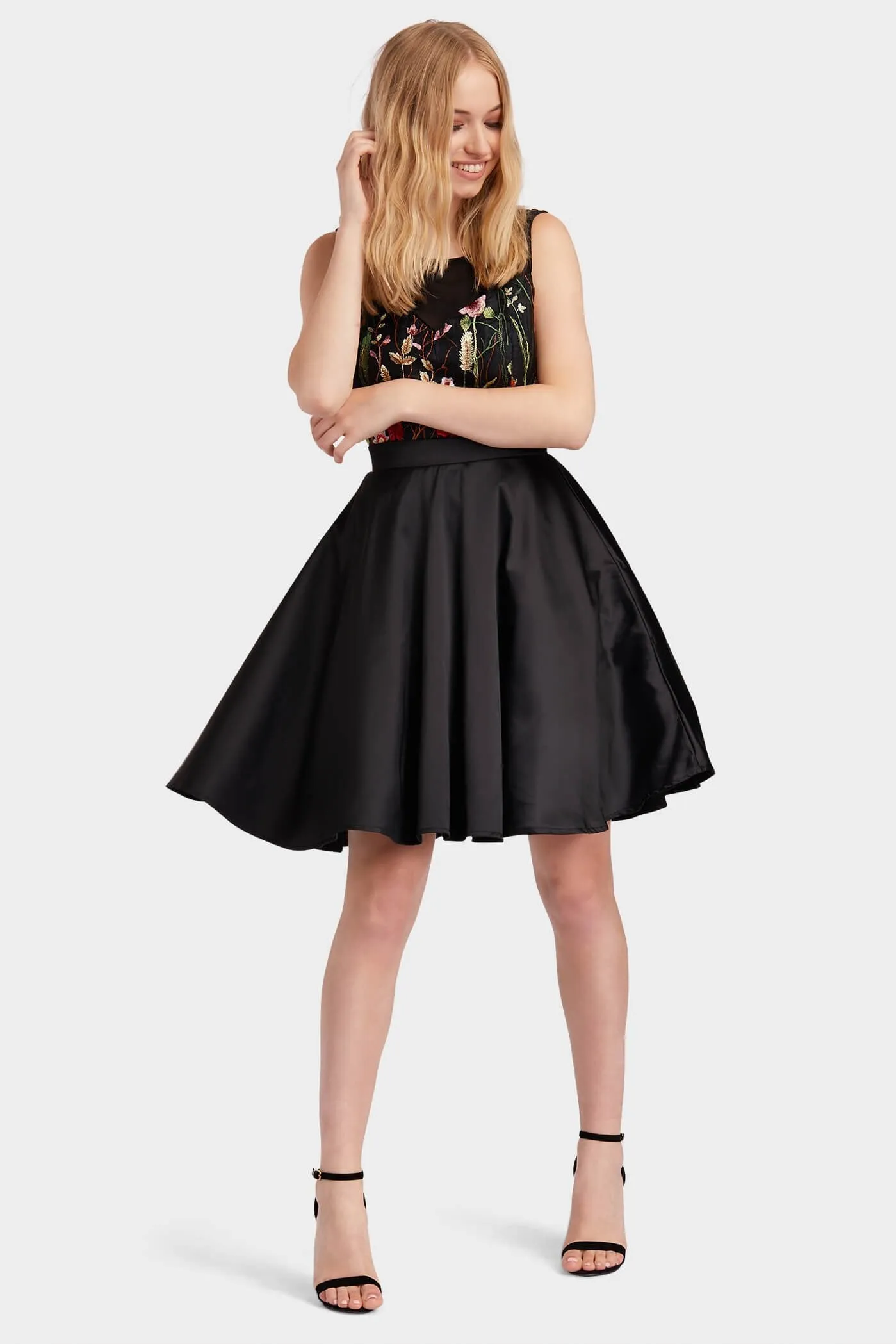 Black Embroidered Prom Dress