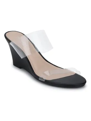 Black Perspex Slip-on Wedges