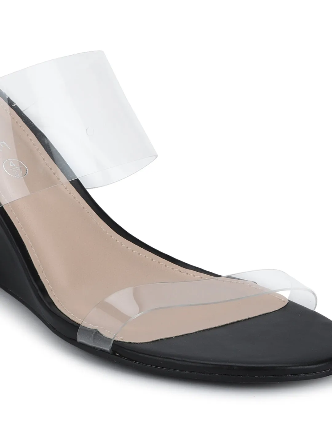 Black Perspex Slip-on Wedges