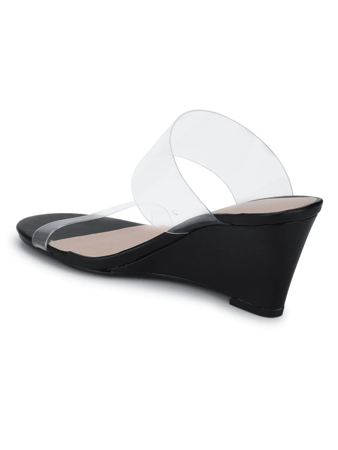 Black Perspex Slip-on Wedges