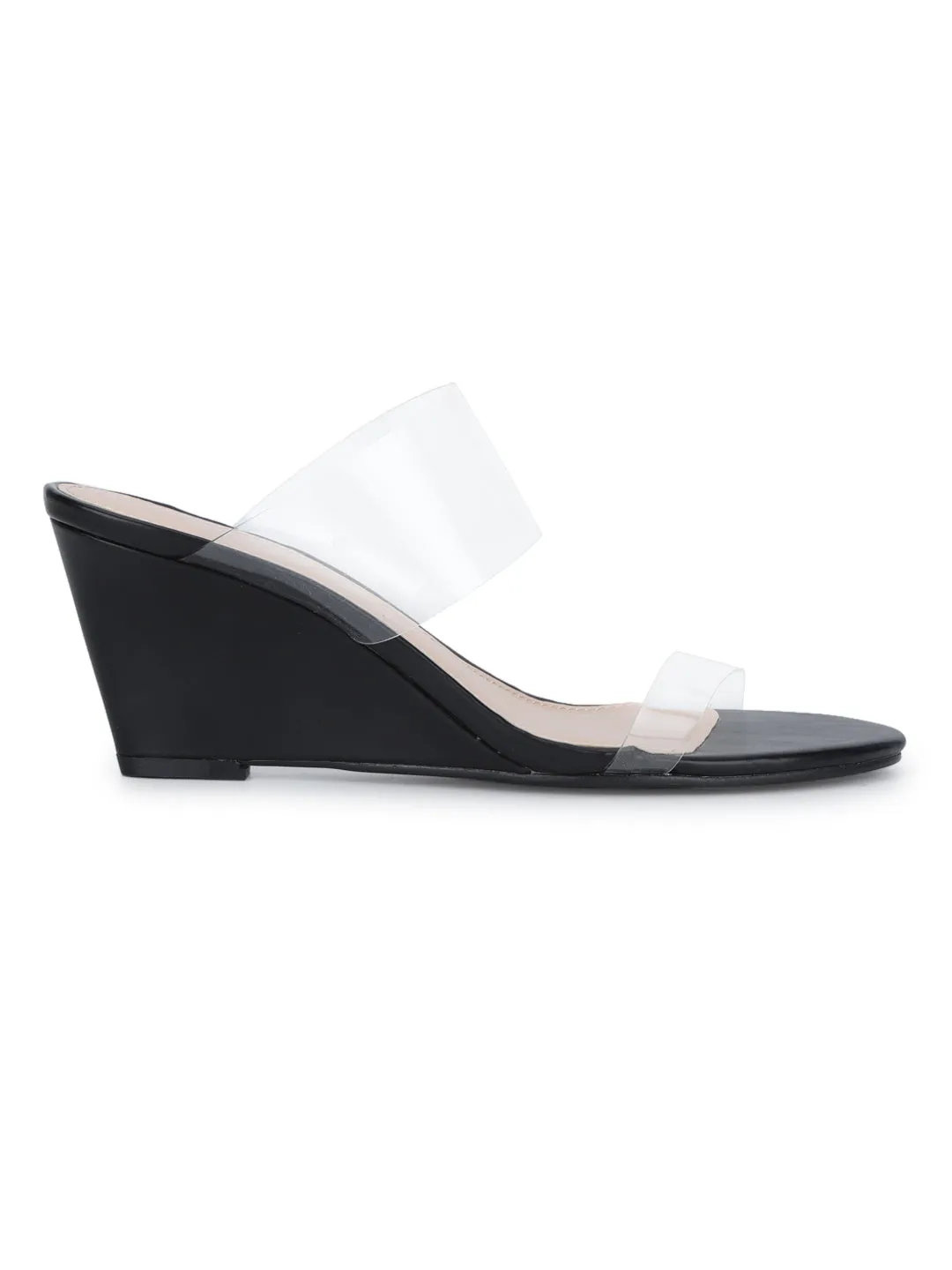 Black Perspex Slip-on Wedges