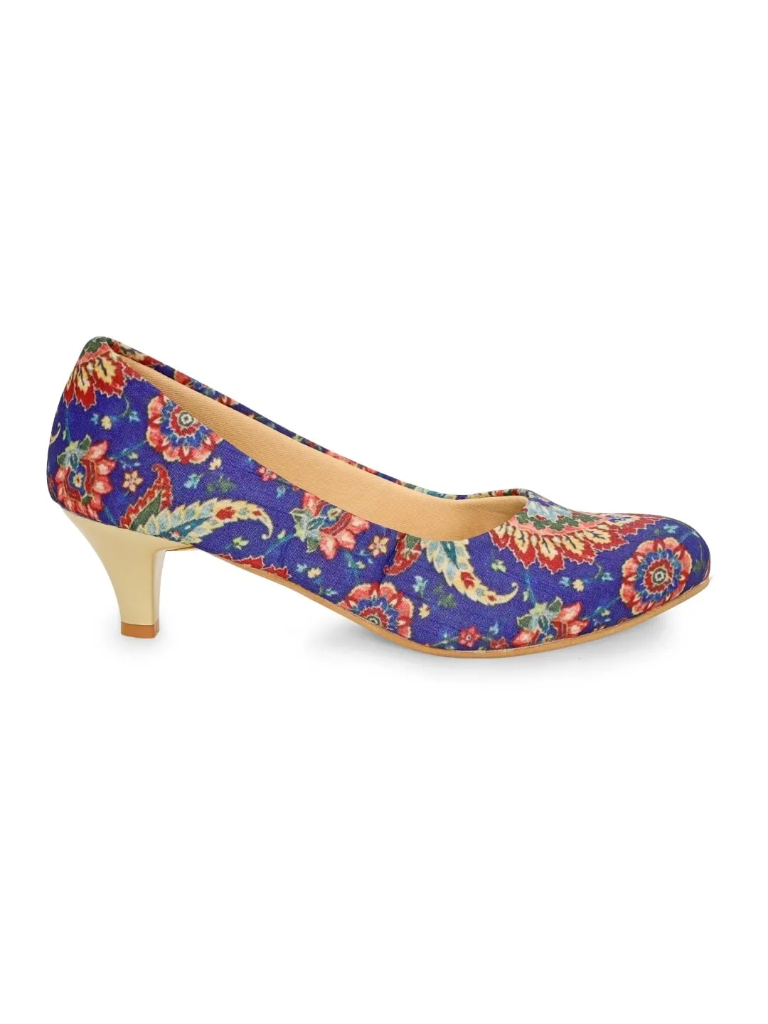 Blue Royal Print Kitten Heels