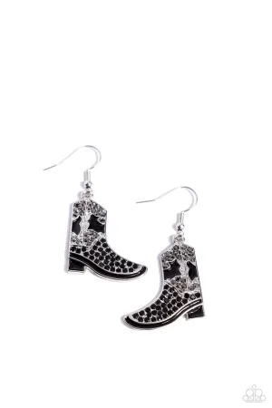 Boot Scootin Bling - Black Earrings - Paparazzi Accessories