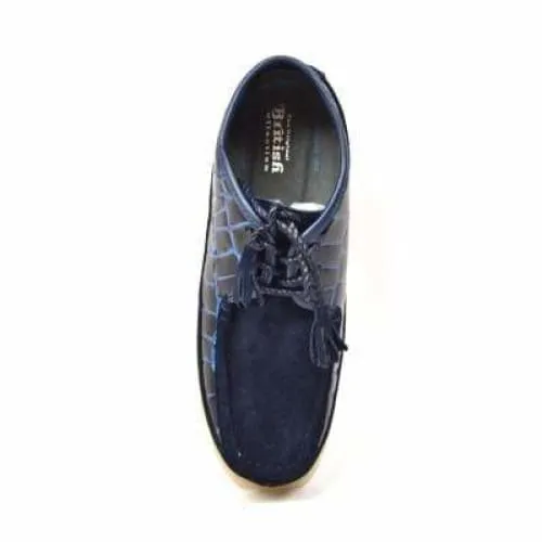 British Walkers Knicks Croc Men's Navy Blue Crocodile Leather and Suede