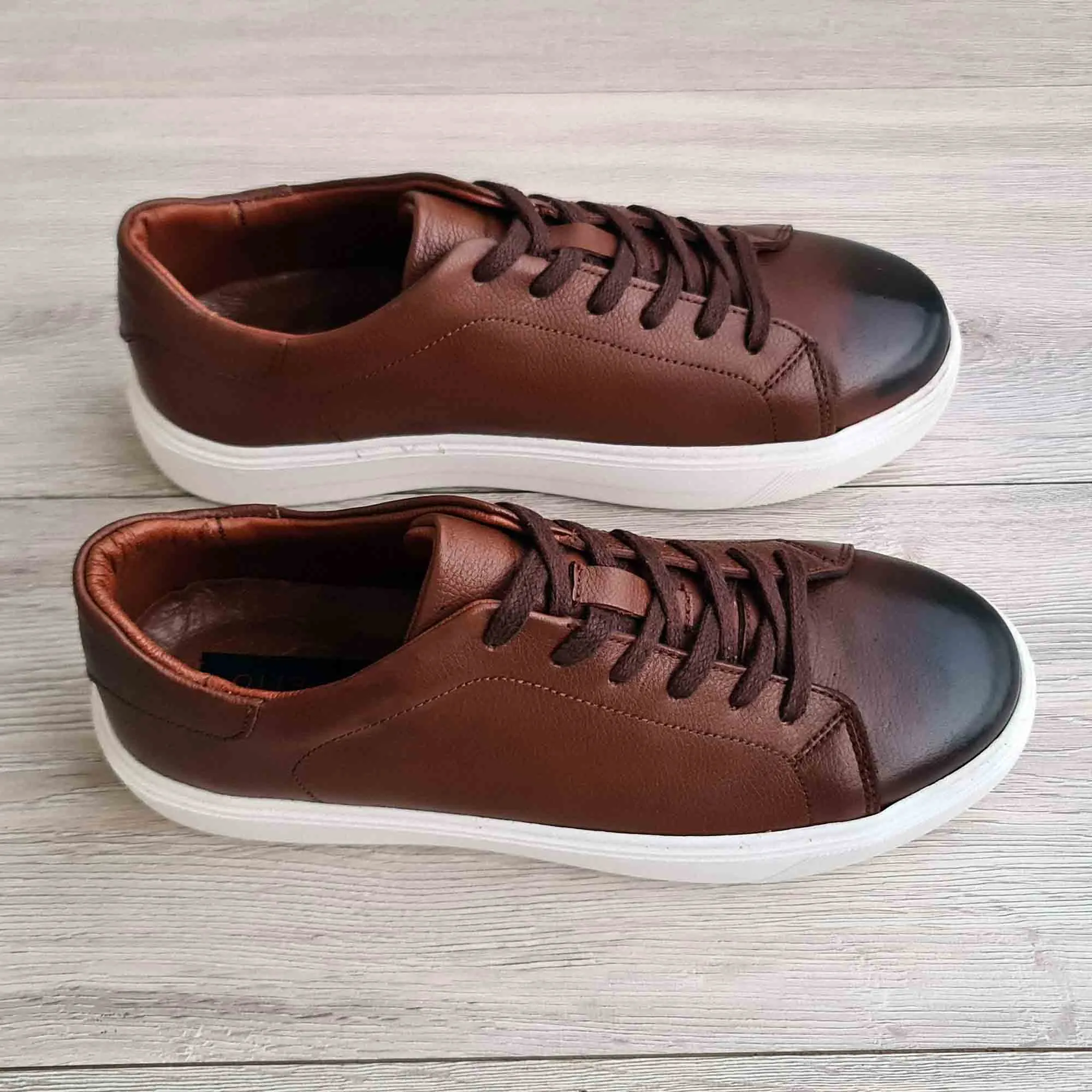 Brown Genuine Leather Trainer Sneakers | High Sole