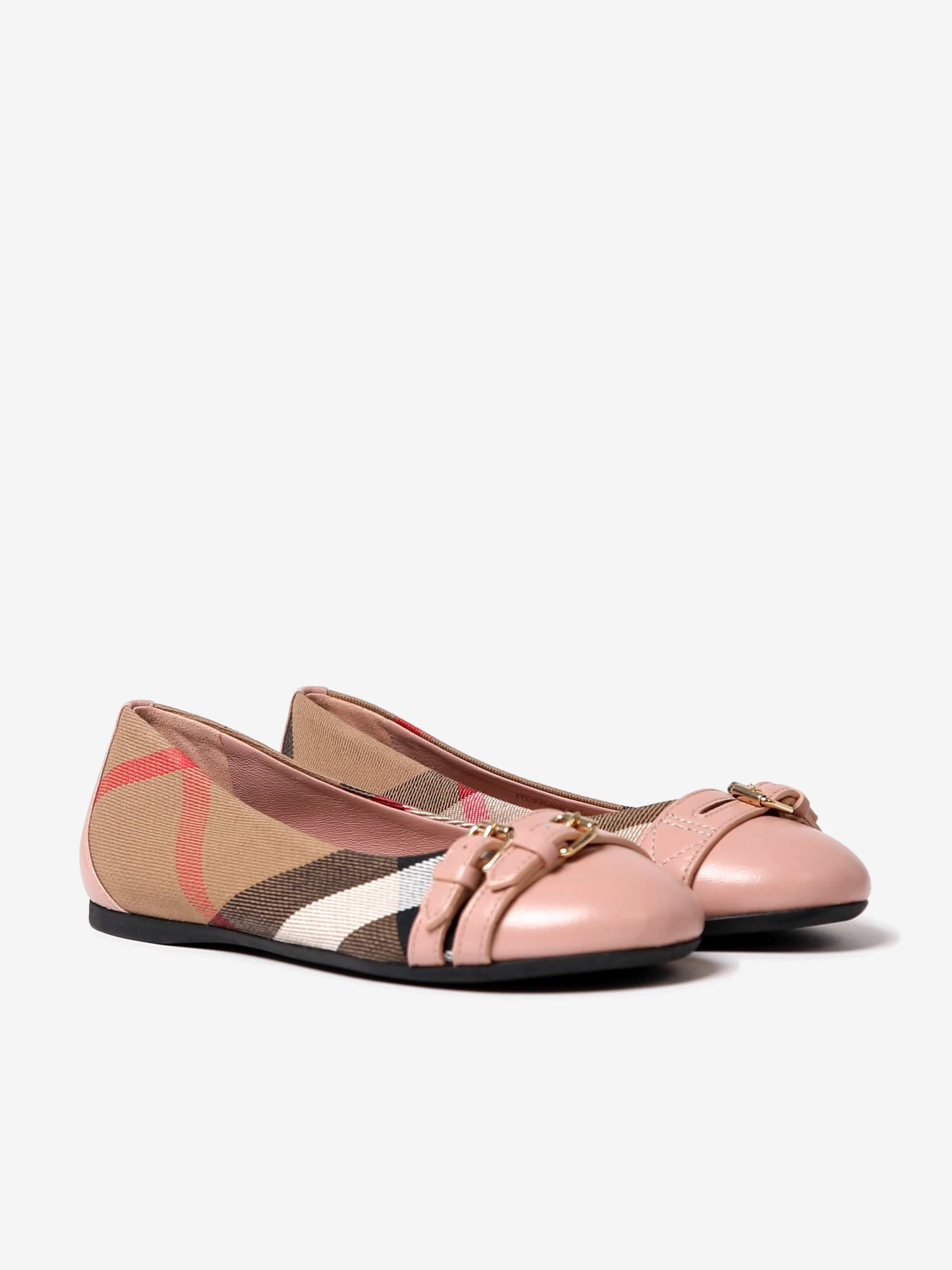 Burberry Girls Leather & Check Slip On shoes