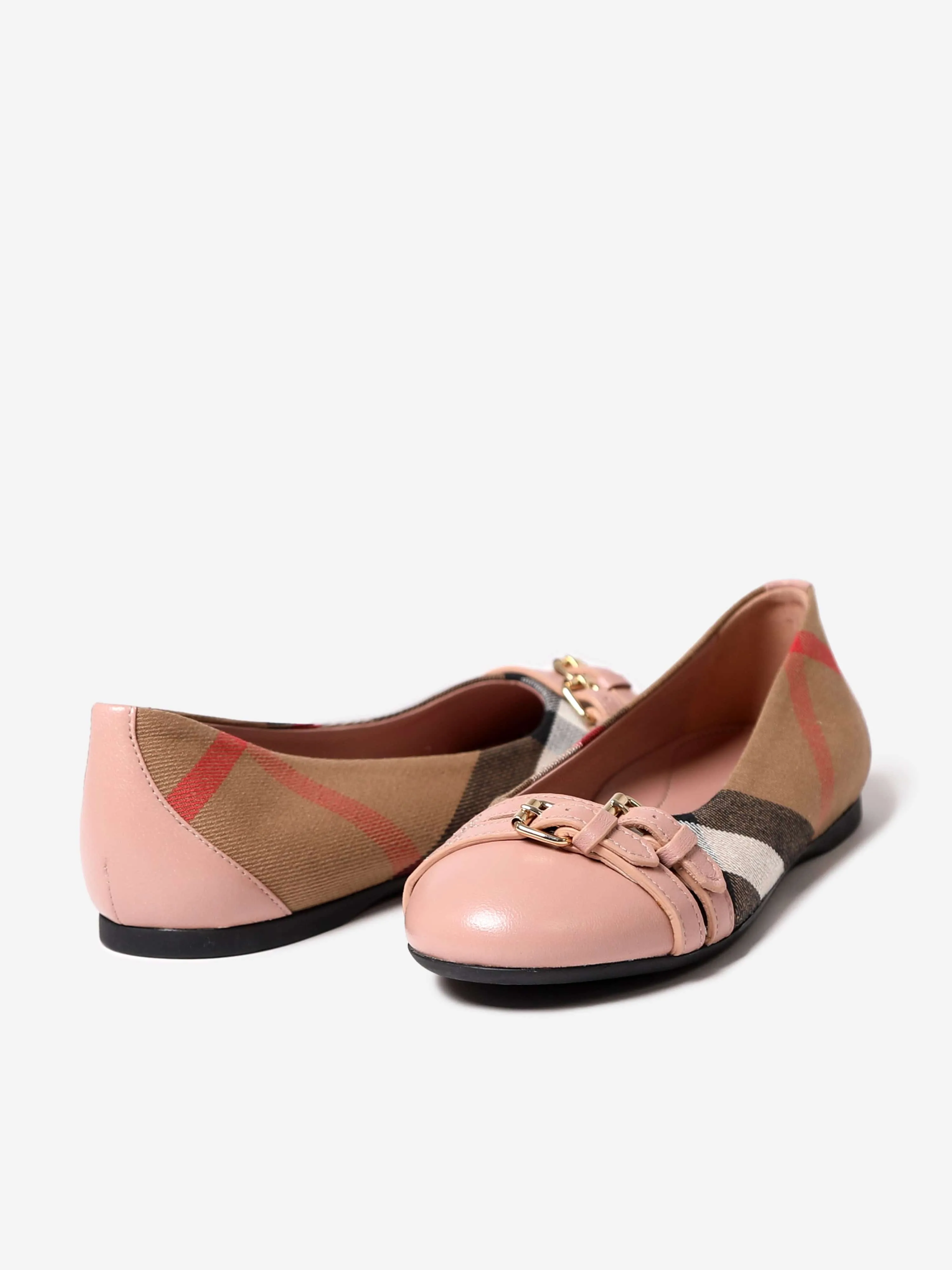 Burberry Girls Leather & Check Slip On shoes