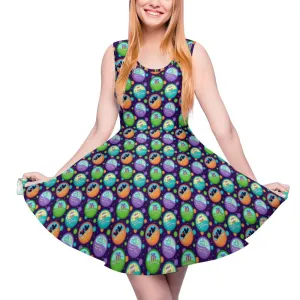 Button Collector Women's Sleeveless Round Neck Skater Dress