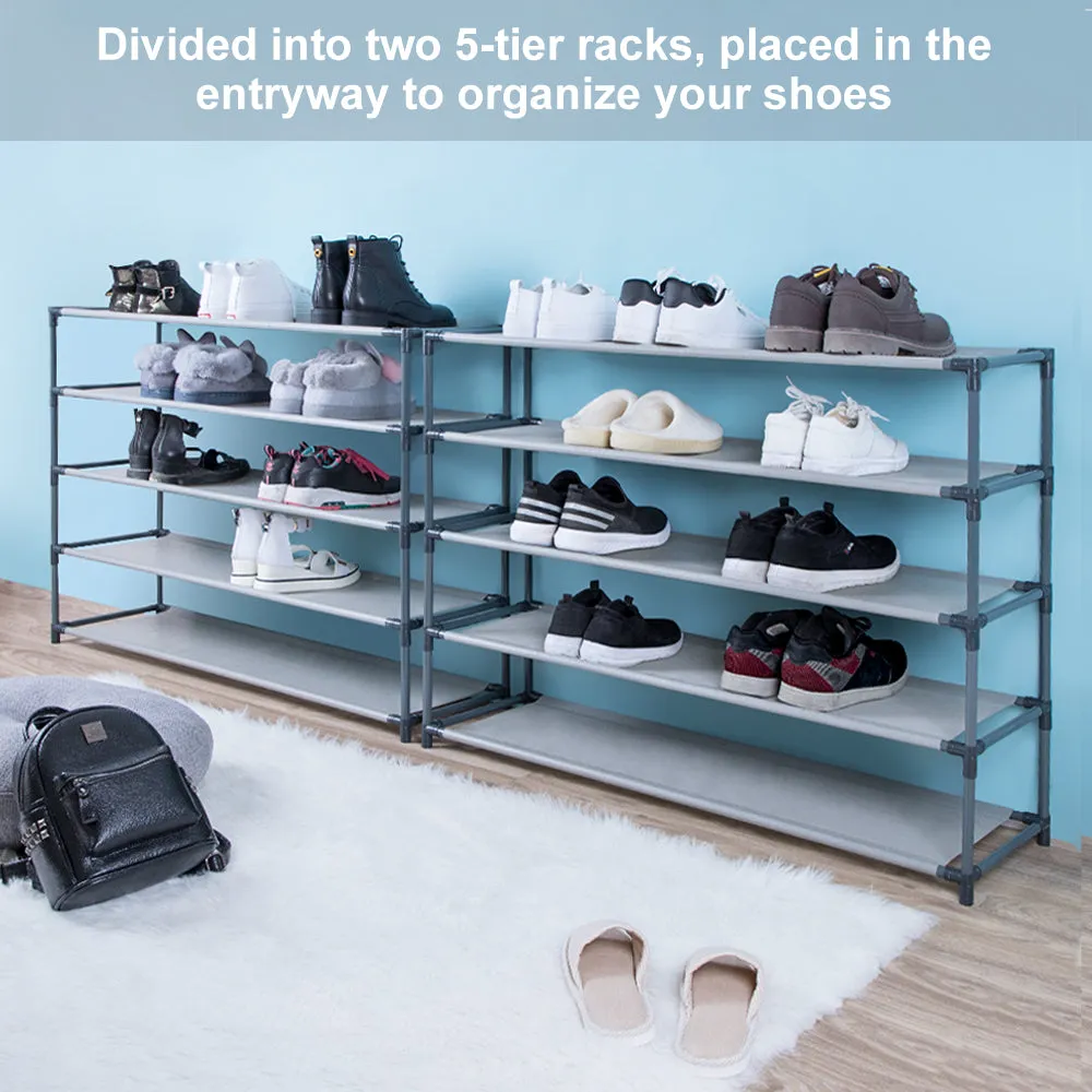 Camabel 10 Tiers Rack Shelves For 60 Pairs Non-Woven Fabric Gray SR002