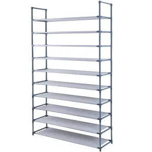 Camabel 10 Tiers Rack Shelves For 60 Pairs Non-Woven Fabric Gray SR002