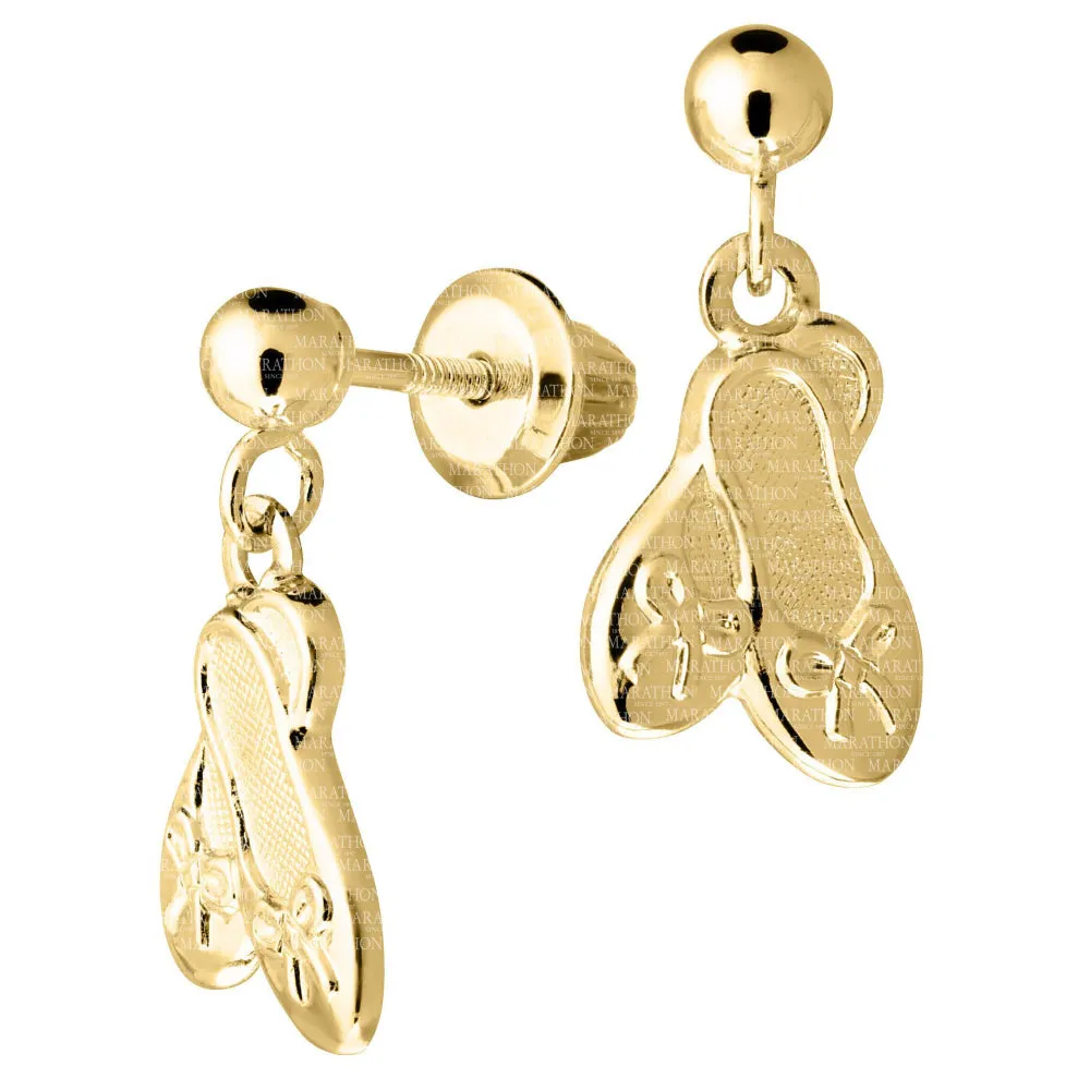 Children's 14k Yellow Gold Ballet Shoes Earrings