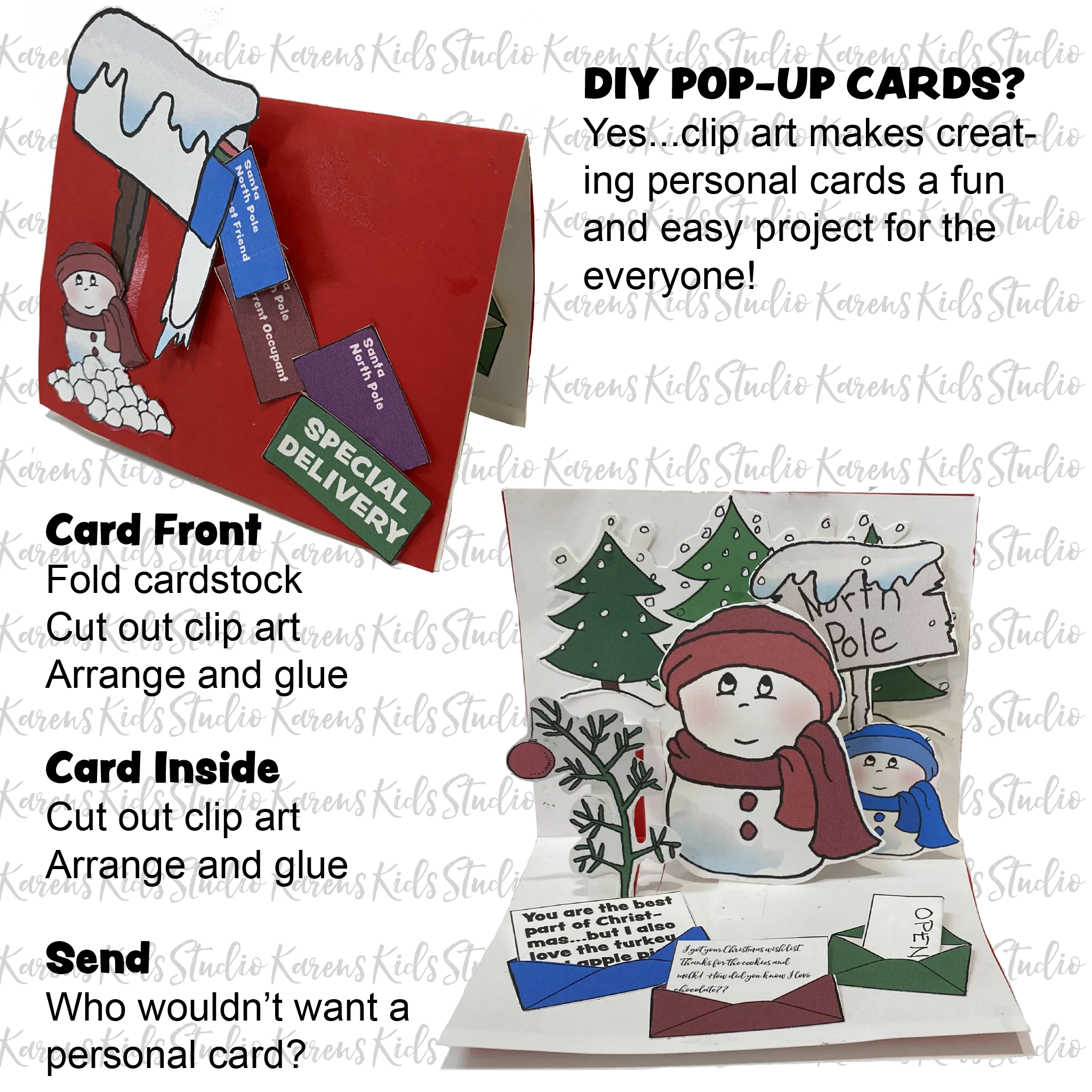 Christmas Winter Holiday Clipart Kids Candy Canes Elves Sledding (Karen's Kids Clipart)