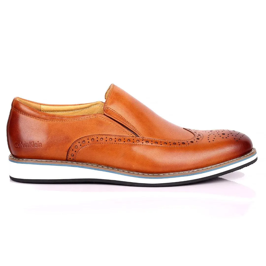 CK Classic  Brown Perforated Brogue With White Designed Sole Shoe