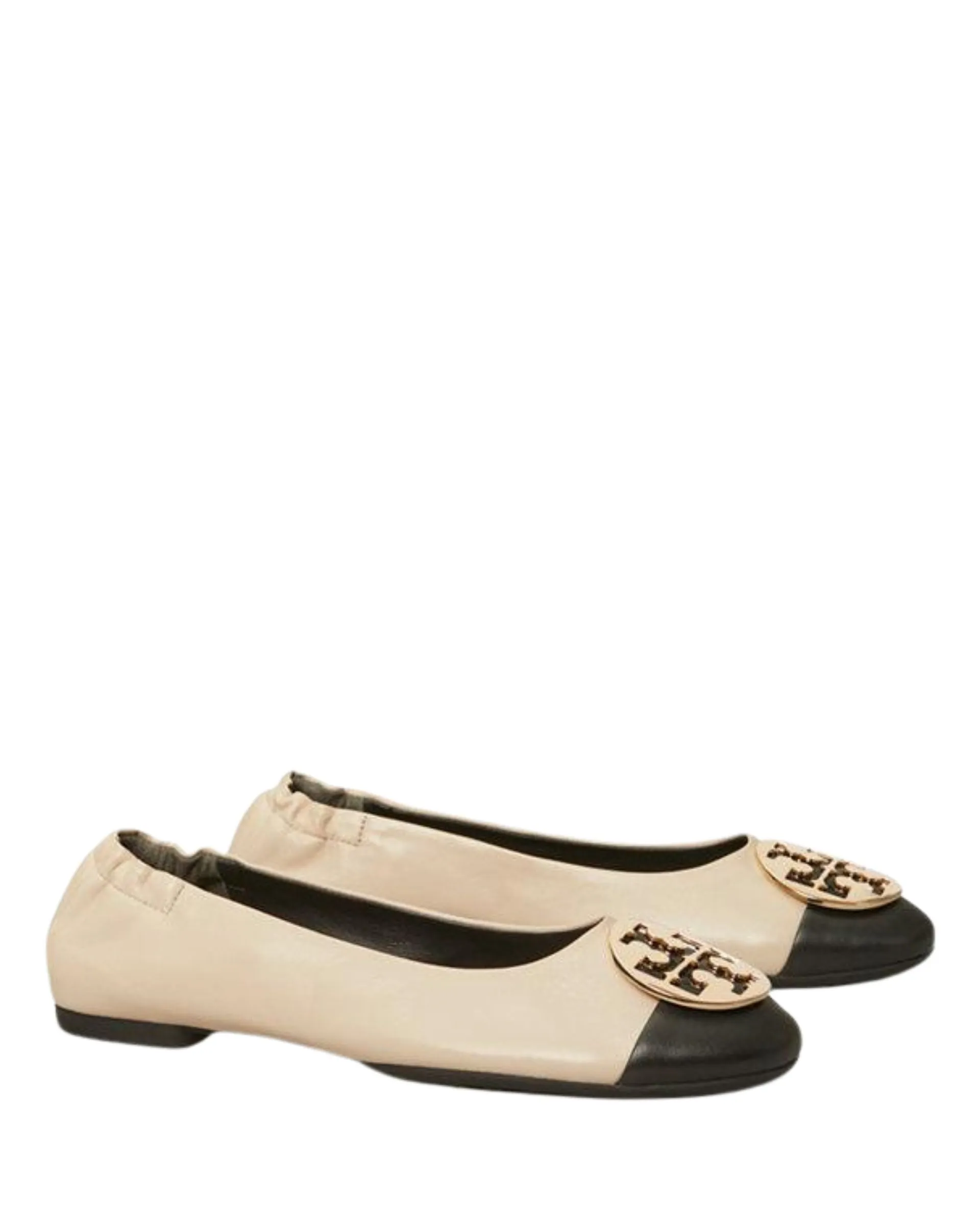 Claire Cap-Toe Ballet New Cream/Black Leather