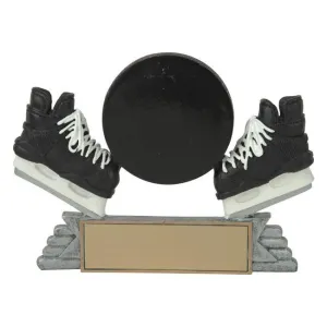 classic puck & skates hockey resin trophy