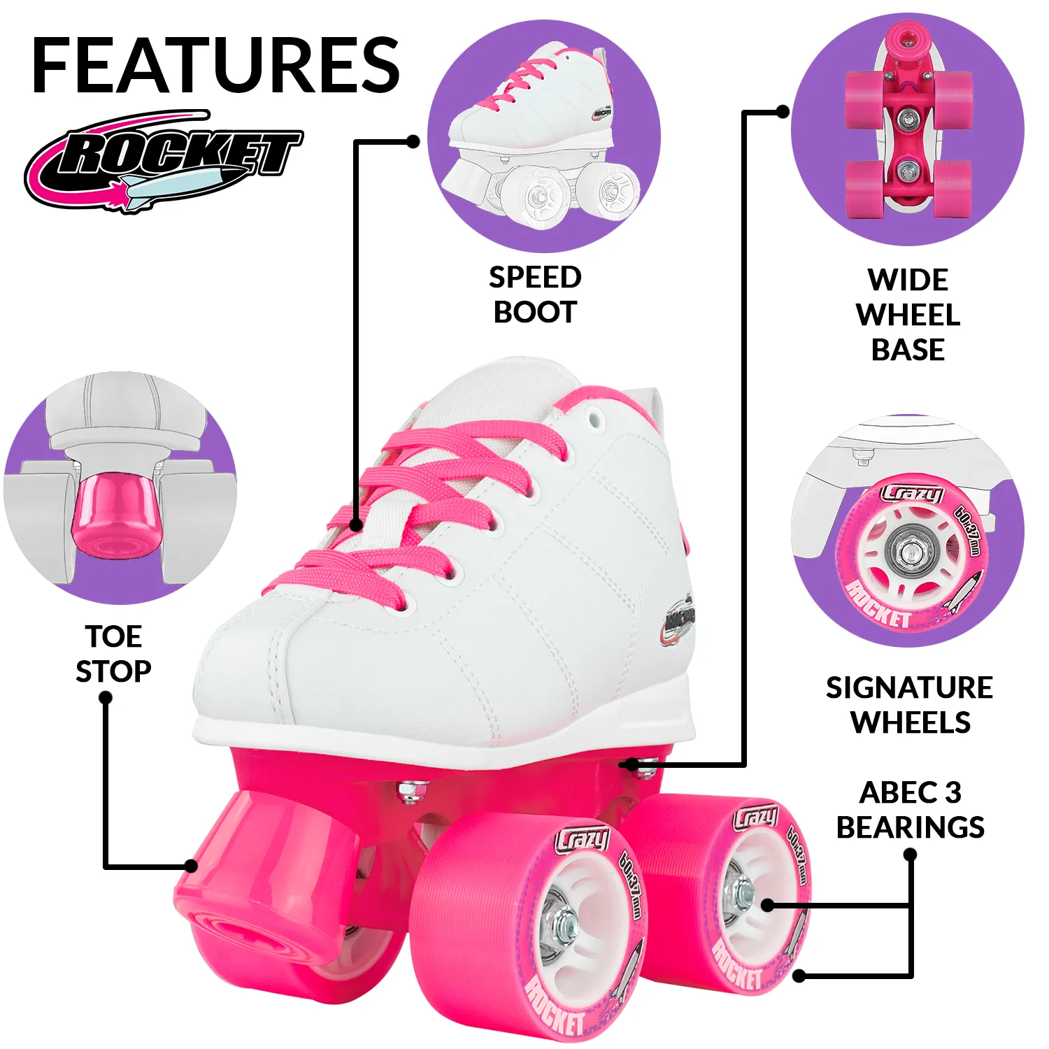 Crazy Rocket Junior - White/Pink