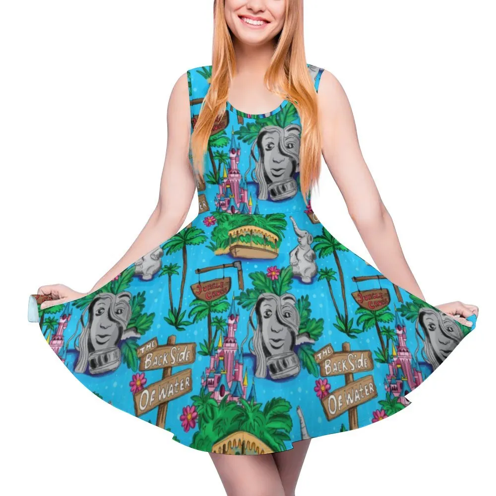 Disney Jungle Cruise Back Side Of Water Women's Sleeveless Round Neck Skater Dress