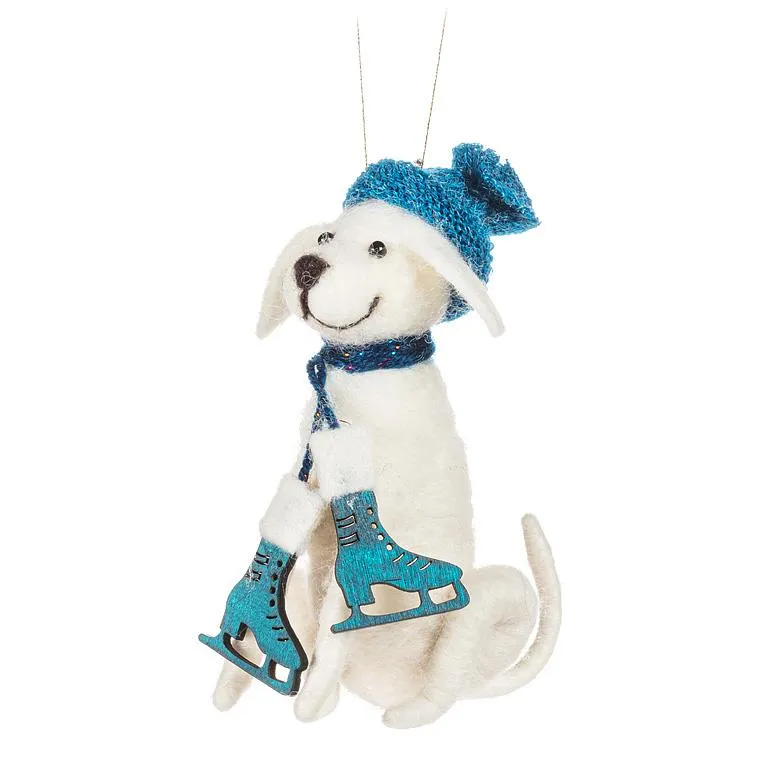 Dog with Hat and Skates Ornament