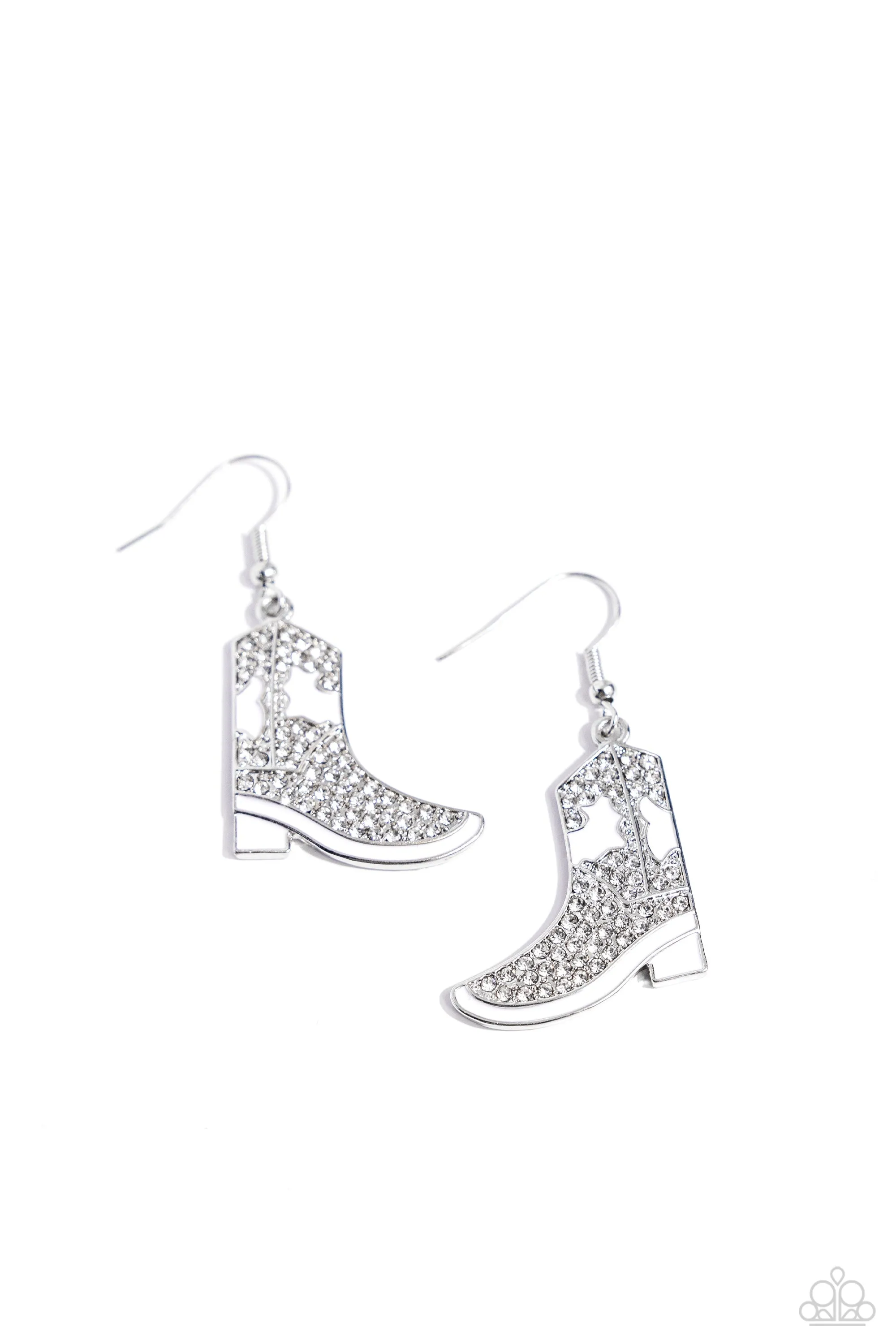 Earrings Boot Scootin Bling - White