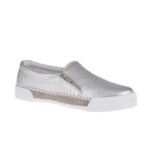 Flat Rubber Sole Slip On Skater Shoe With Side Zip Trim