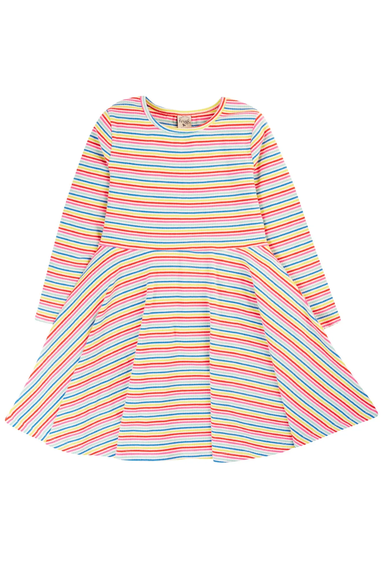 Frugi Girls Rhianna Rainbow Rib Skater Dress