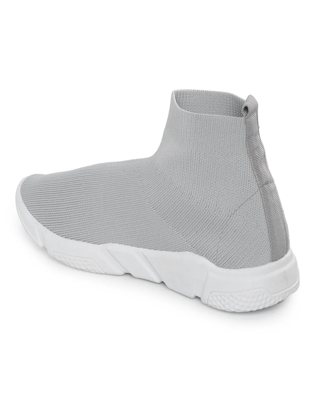 Grey Knitted Slip-On Sneakers