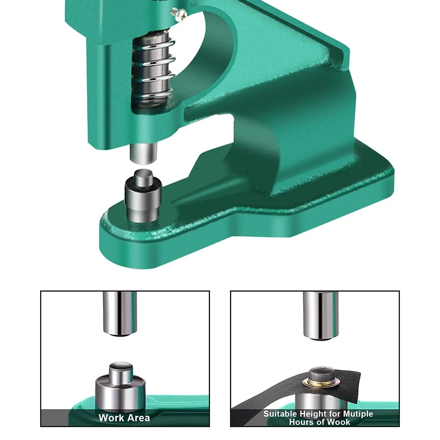 Hand Press Grommet Machine | Heavy Duty Grommet Eyelet Rivet Press Machine Industrial Table Mount Hole Punch Tool Kit with 3 Dies