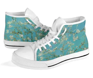 High Top Sneakers - Vintage Art | Vincent van Gogh: Almond Blossom | Custom Canvas Shoes, Customized Sneakers, Birthday Gift Idea, Green