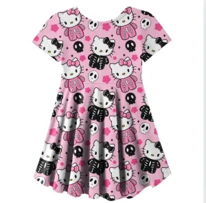 HK Pink Skelly Skater Dress