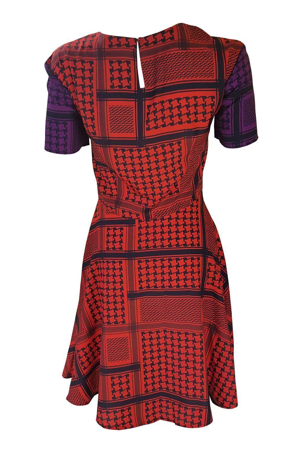 HOUSE OF HOLLAND Red Geometric Print Skater Dress (8)