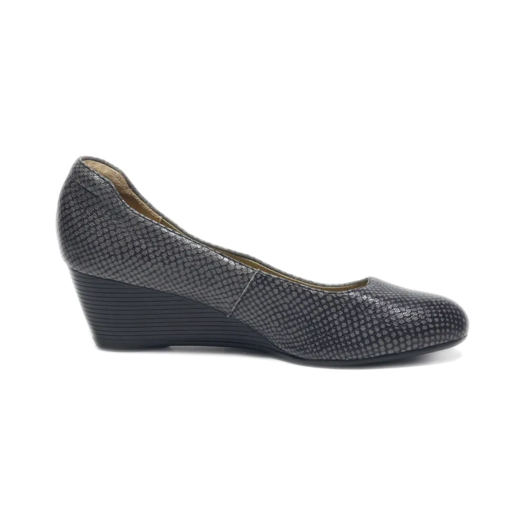 Hush Puppies Wedge Shoes Leather Grey Colour For Women