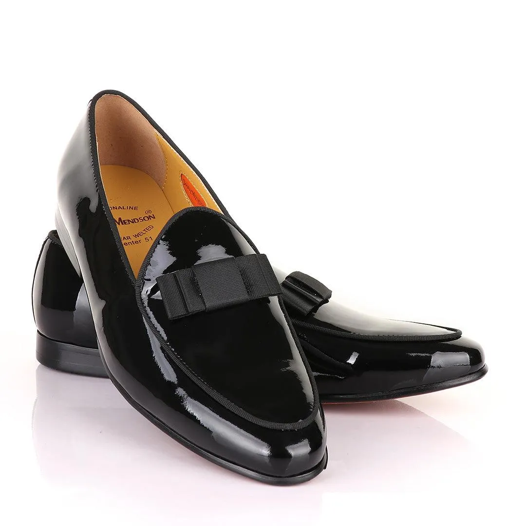 John Mendson Black Patent Wetlips Bow Loafers Shoe