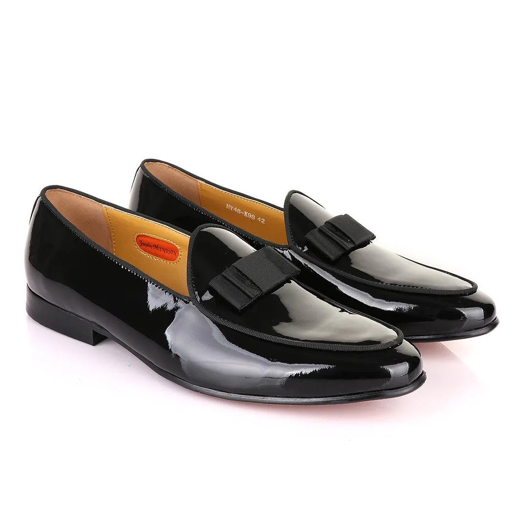 John Mendson Black Patent Wetlips Bow Loafers Shoe