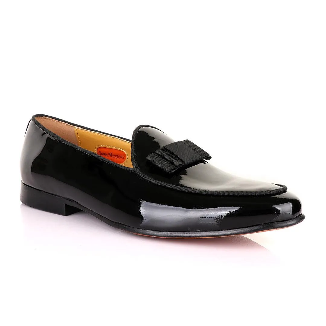 John Mendson Black Patent Wetlips Bow Loafers Shoe