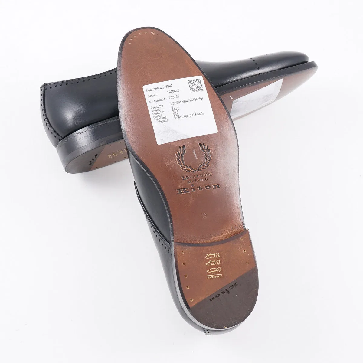 Kiton Black Calf Leather Monk Strap