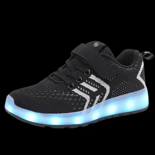 Led Shoes Casual Single Strap Black  | Kids Led Light Shoes  | Led Light Shoes For Girls & Boys