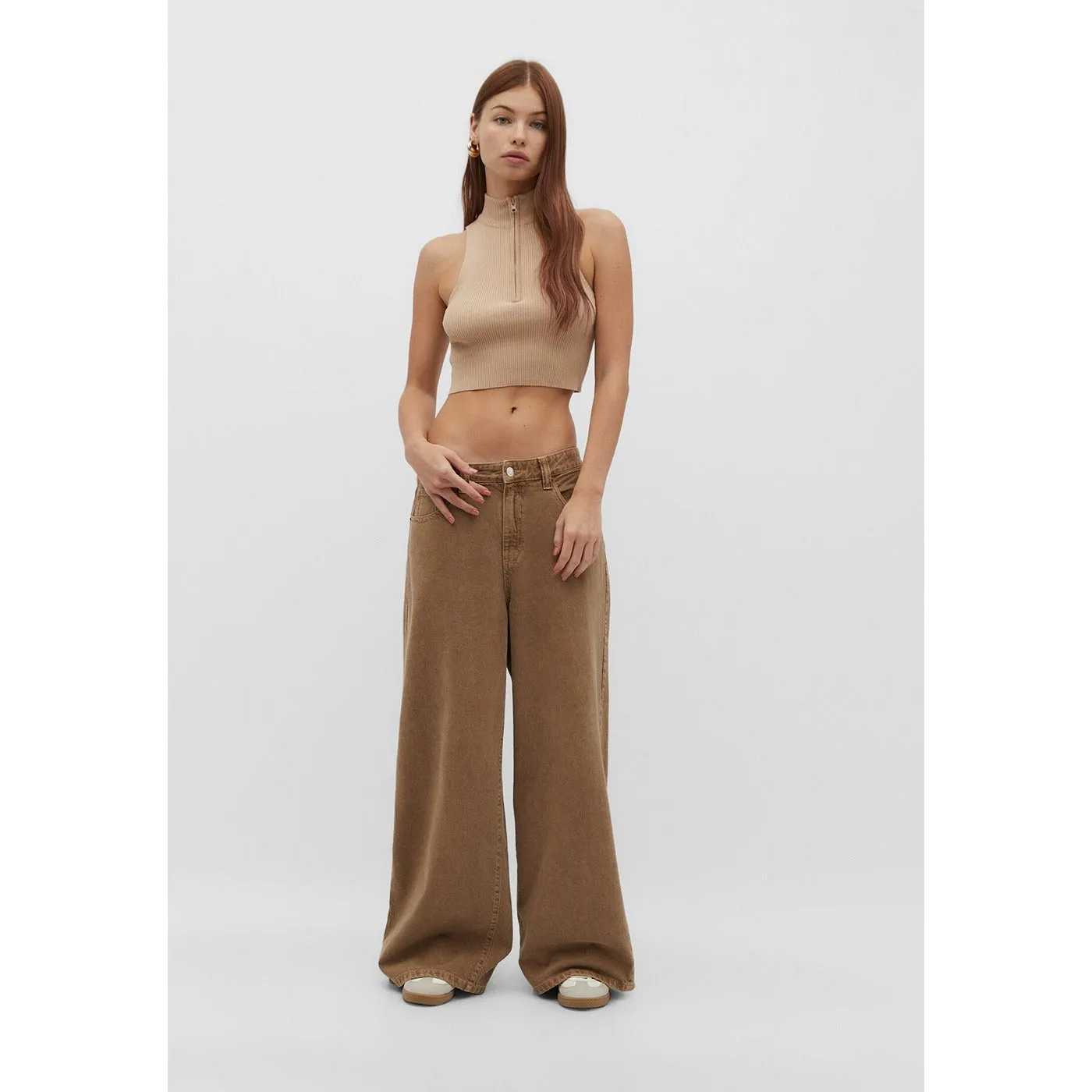 Light Brown Skater Wide Leg Jeans