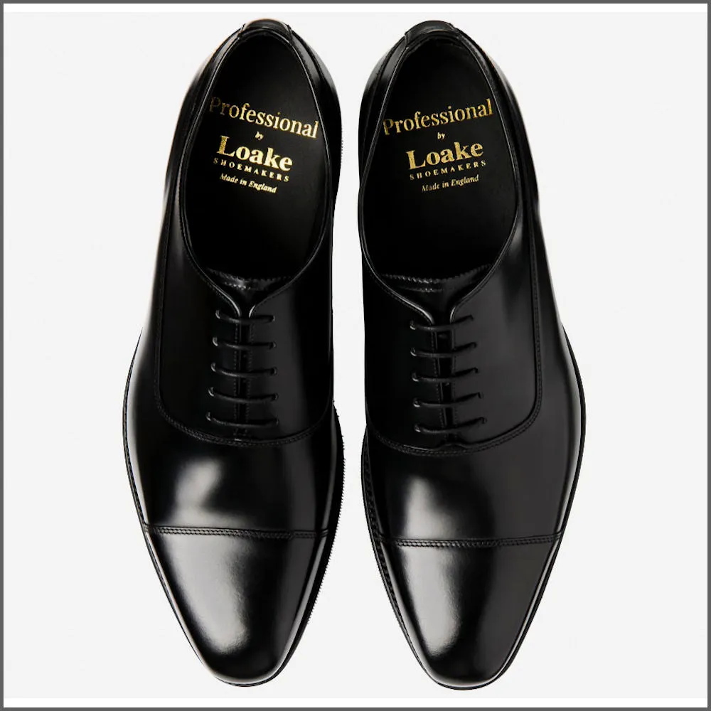 Loake Trueman Black Leather Toe Cap--